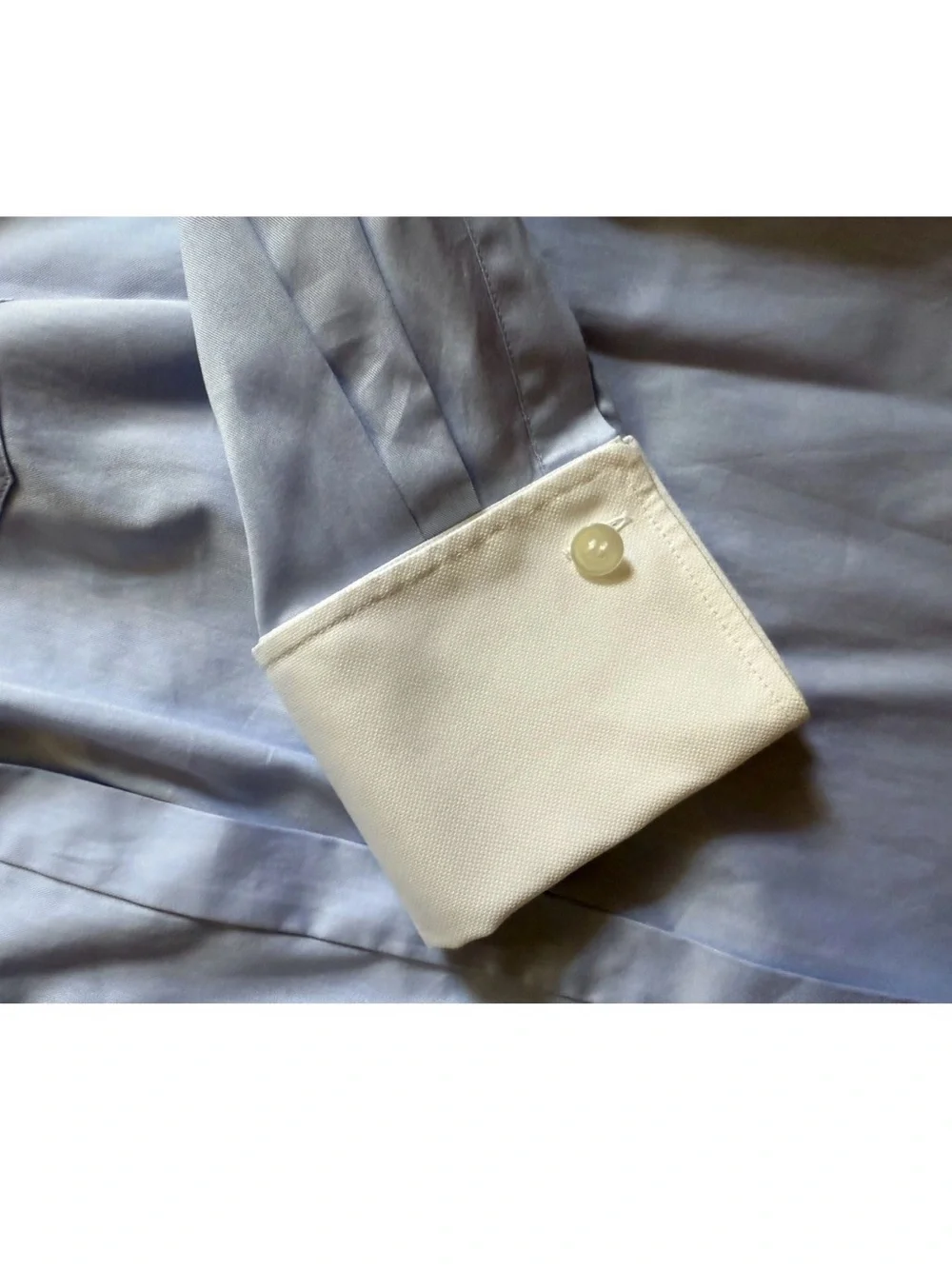 Another Tomorrow Light Blue Button-Up Shirt with White Collar & Cuffs Size XS